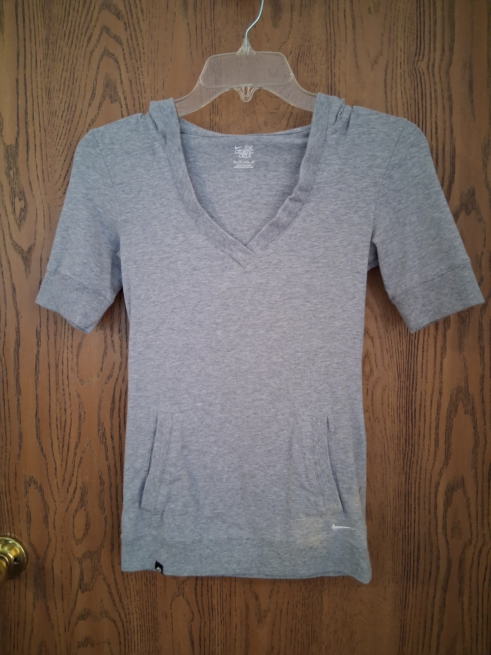 Nike Light Gray Heather Short-Sleeve V-Neck Top